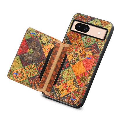 For Google Pixel 8a Case Leather Card Holder Phone Cover Floral Flower Pattern