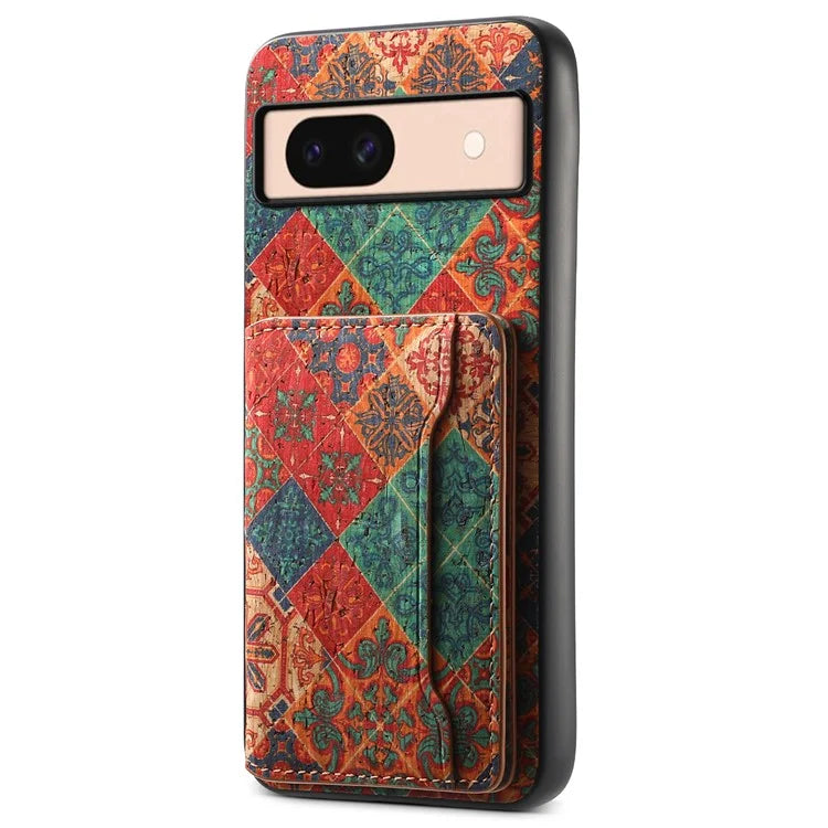 For Google Pixel 8a Case Leather Card Holder Phone Cover Floral Flower Pattern