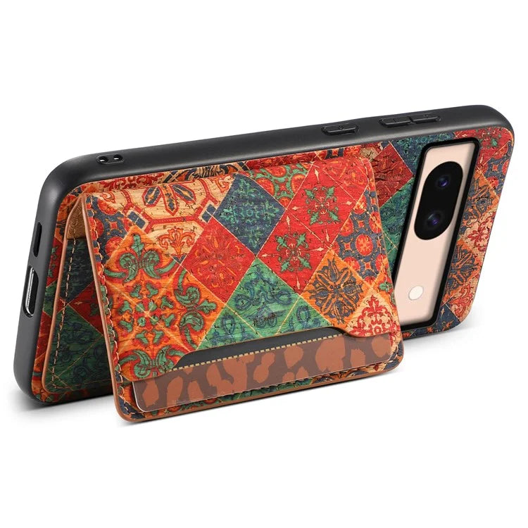 For Google Pixel 8a Case Leather Card Holder Phone Cover Floral Flower Pattern