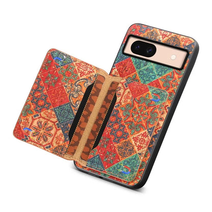 For Google Pixel 8a Case Leather Card Holder Phone Cover Floral Flower Pattern