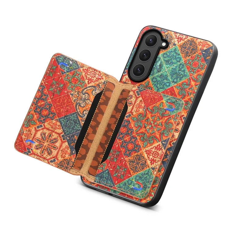 For Samsung Galaxy S23 Kickstand Case Pattern Print Card Slot PU+TPU+PC Phone Cover