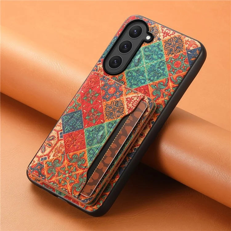 For Samsung Galaxy S23 Kickstand Case Pattern Print Card Slot PU+TPU+PC Phone Cover