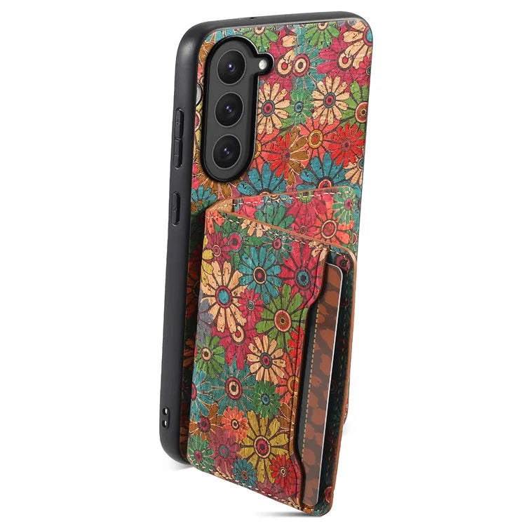 For Samsung Galaxy S23 Kickstand Case Pattern Print Card Slot PU+TPU+PC Phone Cover