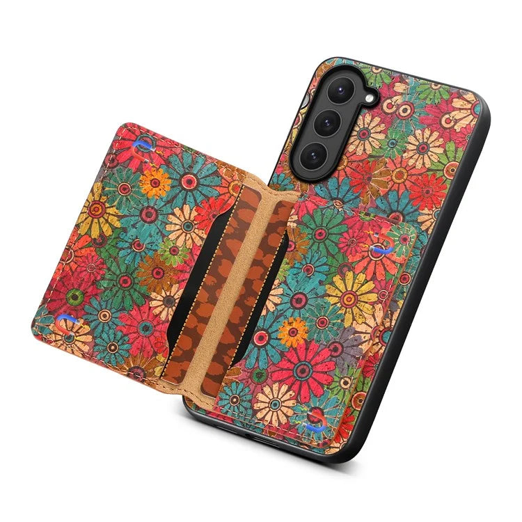 For Samsung Galaxy S23 Kickstand Case Pattern Print Card Slot PU+TPU+PC Phone Cover