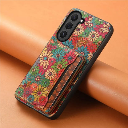 For Samsung Galaxy S23 Kickstand Case Pattern Print Card Slot PU+TPU+PC Phone Cover
