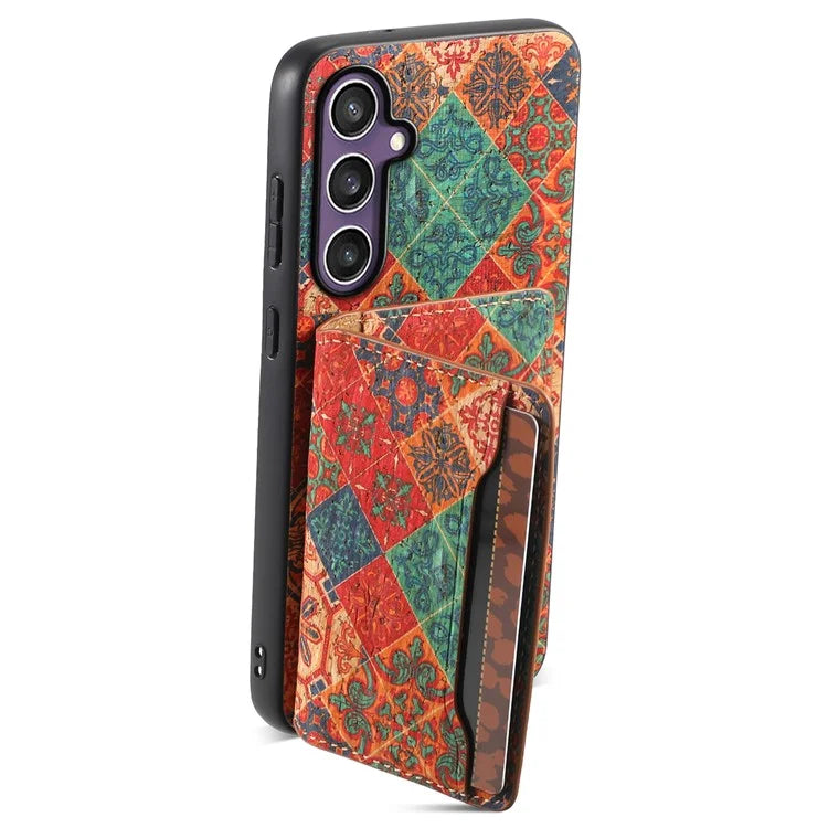 For Samsung Galaxy S23 FE Case with Card Holder Leather Flowers Pattern Phone Back Cover