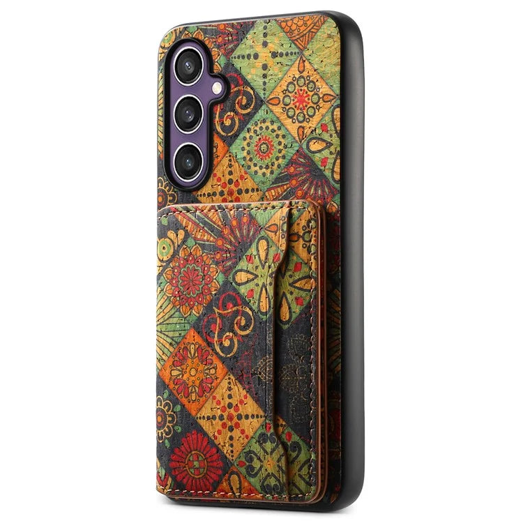 For Samsung Galaxy S23 FE Case with Card Holder Leather Flowers Pattern Phone Back Cover