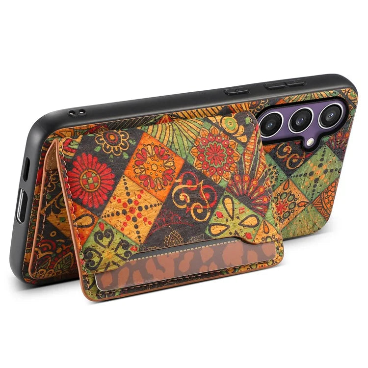 For Samsung Galaxy S23 FE Case with Card Holder Leather Flowers Pattern Phone Back Cover