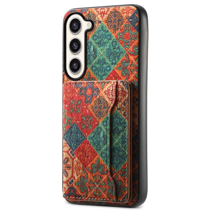 For Samsung Galaxy S23+ Case Floral Pattern Card Slot Kickstand Hybrid Phone Shell