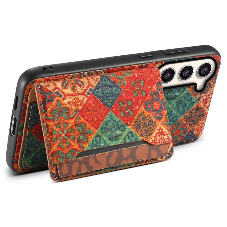 For Samsung Galaxy S23+ Case Floral Pattern Card Slot Kickstand Hybrid Phone Shell
