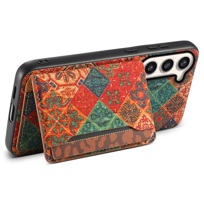 For Samsung Galaxy S23+ Case Floral Pattern Card Slot Kickstand Hybrid Phone Shell