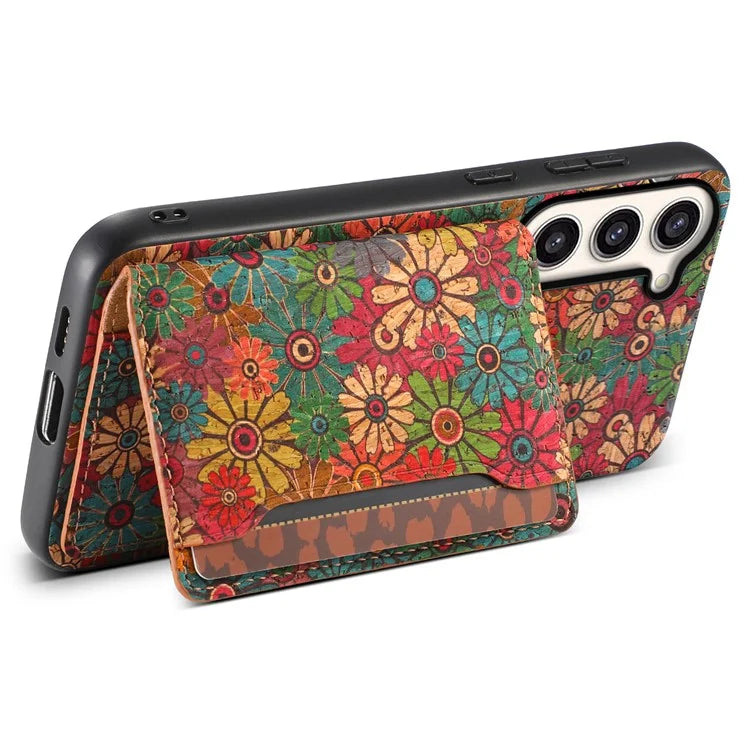 For Samsung Galaxy S23+ Case Floral Pattern Card Slot Kickstand Hybrid Phone Shell