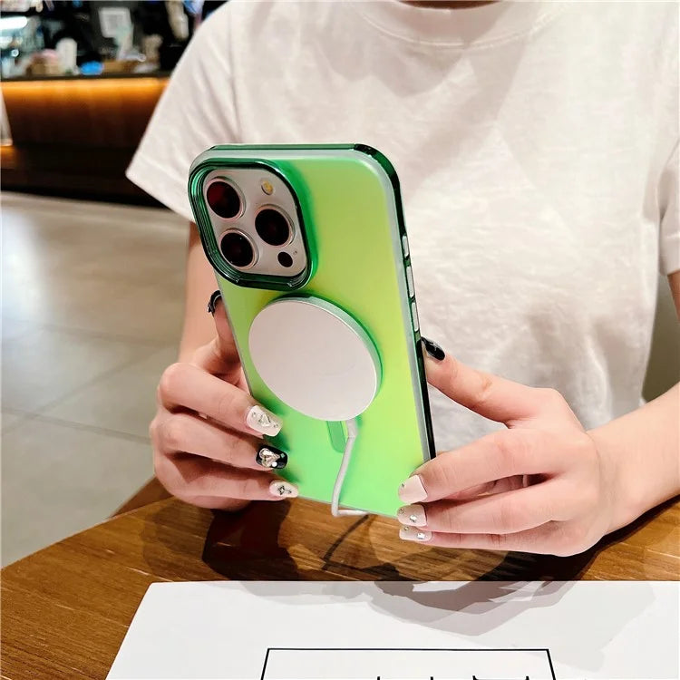 For iPhone 13 Pro Magnetic Case Gradient Aurora TPU+PC Phone Cover