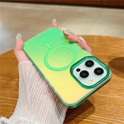 For iPhone 13 Pro Magnetic Case Gradient Aurora TPU+PC Phone Cover