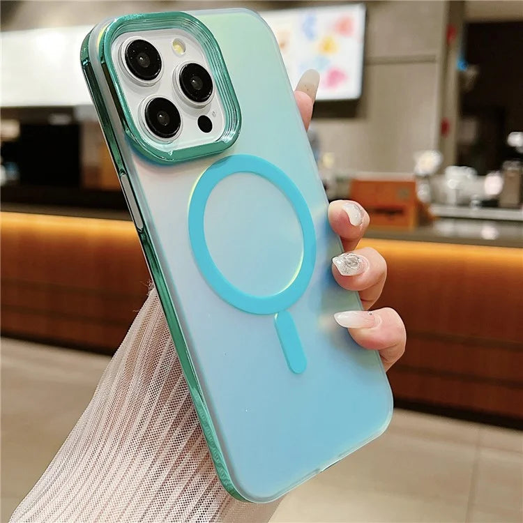 For iPhone 13 Pro Magnetic Case Gradient Aurora TPU+PC Phone Cover