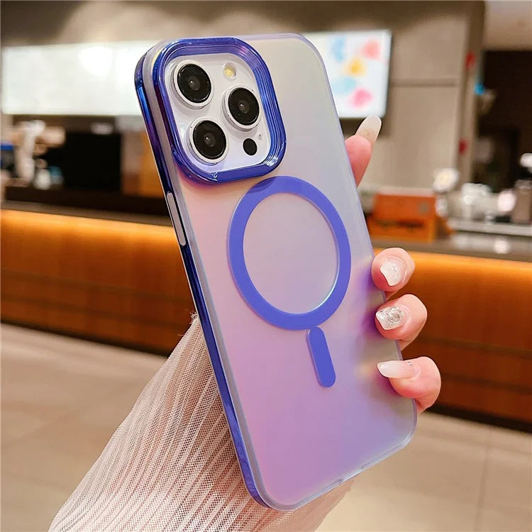 For iPhone 13 Pro Magnetic Case Gradient Aurora TPU+PC Phone Cover