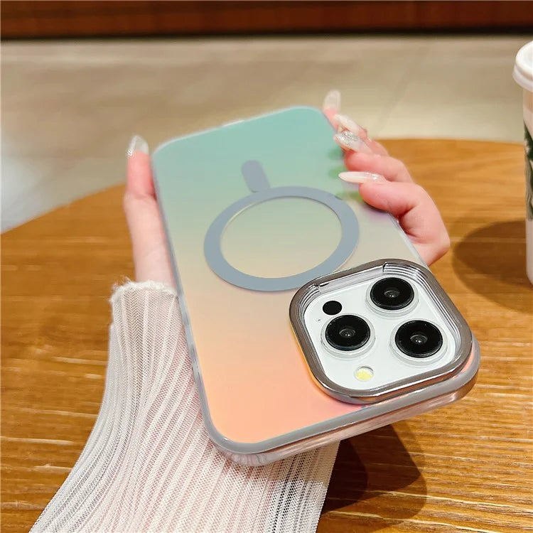 For iPhone 13 Pro Magnetic Case Gradient Aurora TPU+PC Phone Cover