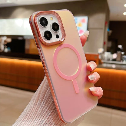 For iPhone 14 Pro Case Compatible with MagSafe TPU+PC Aurora Effect Phone Cover