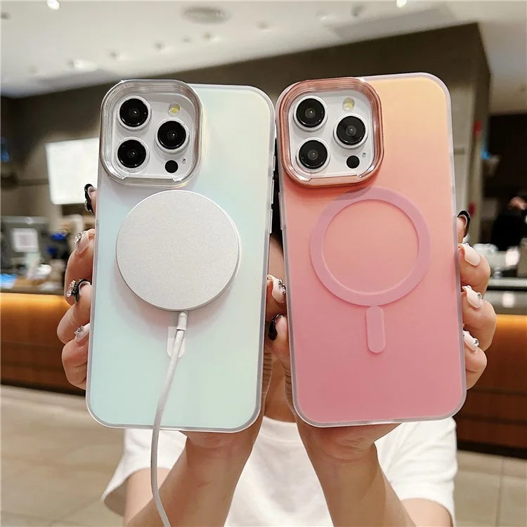 For iPhone 14 Pro Case Compatible with MagSafe TPU+PC Aurora Effect Phone Cover