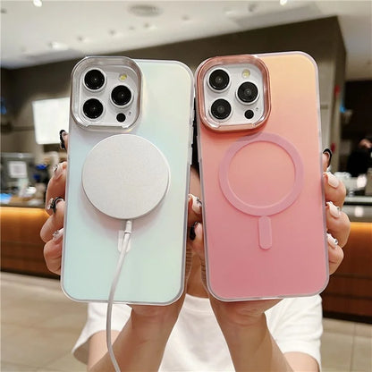 For iPhone 14 Pro Case Compatible with MagSafe TPU+PC Aurora Effect Phone Cover