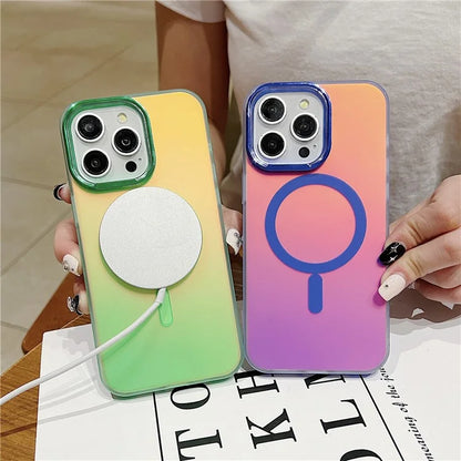 For iPhone 14 Pro Case Compatible with MagSafe TPU+PC Aurora Effect Phone Cover