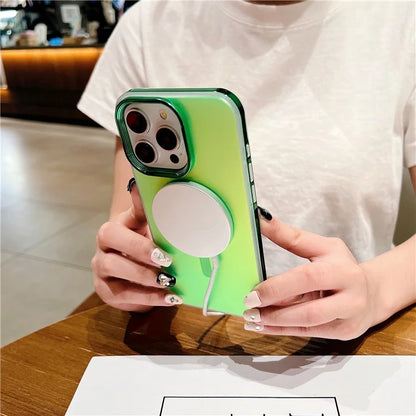 For iPhone 14 Pro Case Compatible with MagSafe TPU+PC Aurora Effect Phone Cover