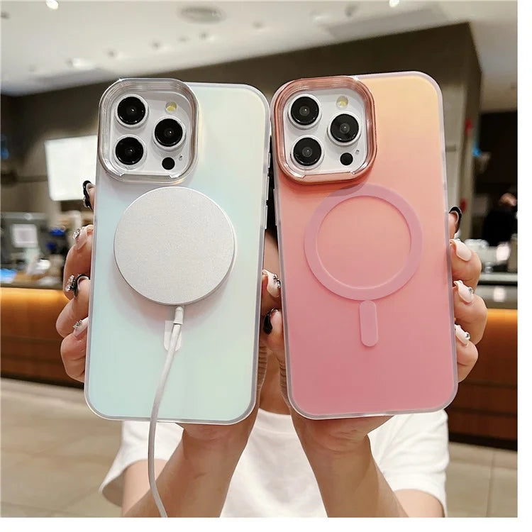 For iPhone 15 Pro Max Case Compatible with MagSafe Aurora Color TPU+PC Phone Cover