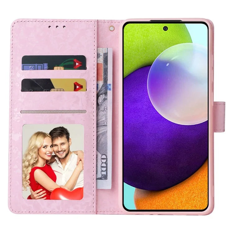 For Samsung Galaxy A52 4G / 5G / A52s 5G Case Floral PU Leather Phone Cover with RFID Blocking