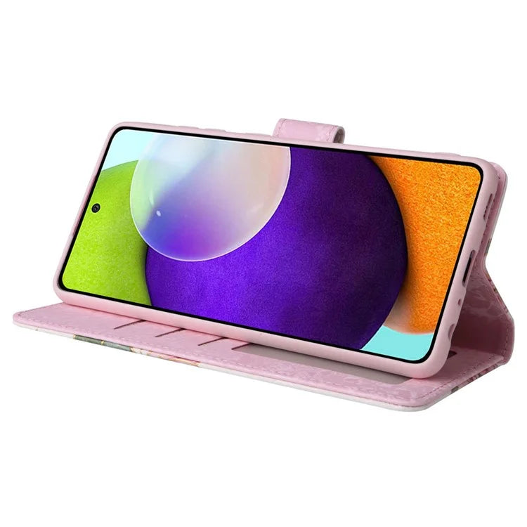 For Samsung Galaxy A52 4G / 5G / A52s 5G Case Floral PU Leather Phone Cover with RFID Blocking