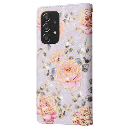 For Samsung Galaxy A52 4G / 5G / A52s 5G Case Floral PU Leather Phone Cover with RFID Blocking