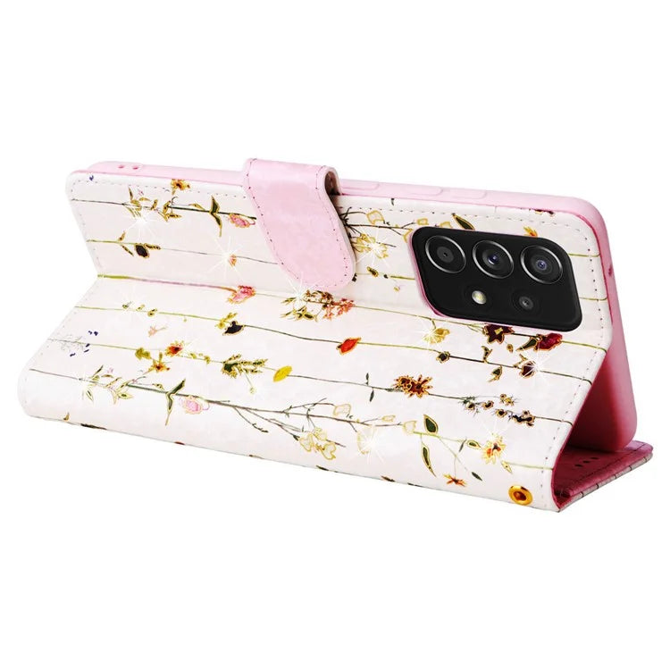For Samsung Galaxy A52 4G / 5G / A52s 5G Case Floral PU Leather Phone Cover with RFID Blocking