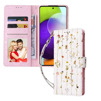 For Samsung Galaxy A52 4G / 5G / A52s 5G Case Floral PU Leather Phone Cover with RFID Blocking