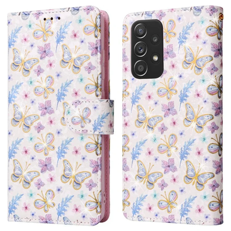For Samsung Galaxy A52 4G / 5G / A52s 5G Case Floral PU Leather Phone Cover with RFID Blocking
