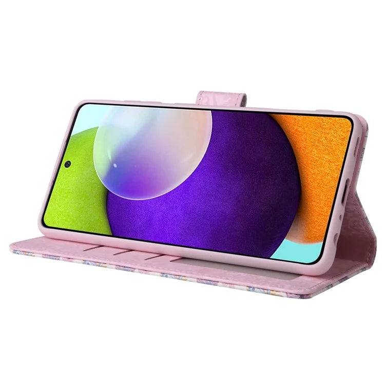 For Samsung Galaxy A52 4G / 5G / A52s 5G Case Floral PU Leather Phone Cover with RFID Blocking