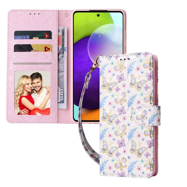 For Samsung Galaxy A52 4G / 5G / A52s 5G Case Floral PU Leather Phone Cover with RFID Blocking