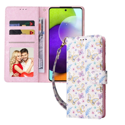 For Samsung Galaxy A52 4G / 5G / A52s 5G Case Floral PU Leather Phone Cover with RFID Blocking