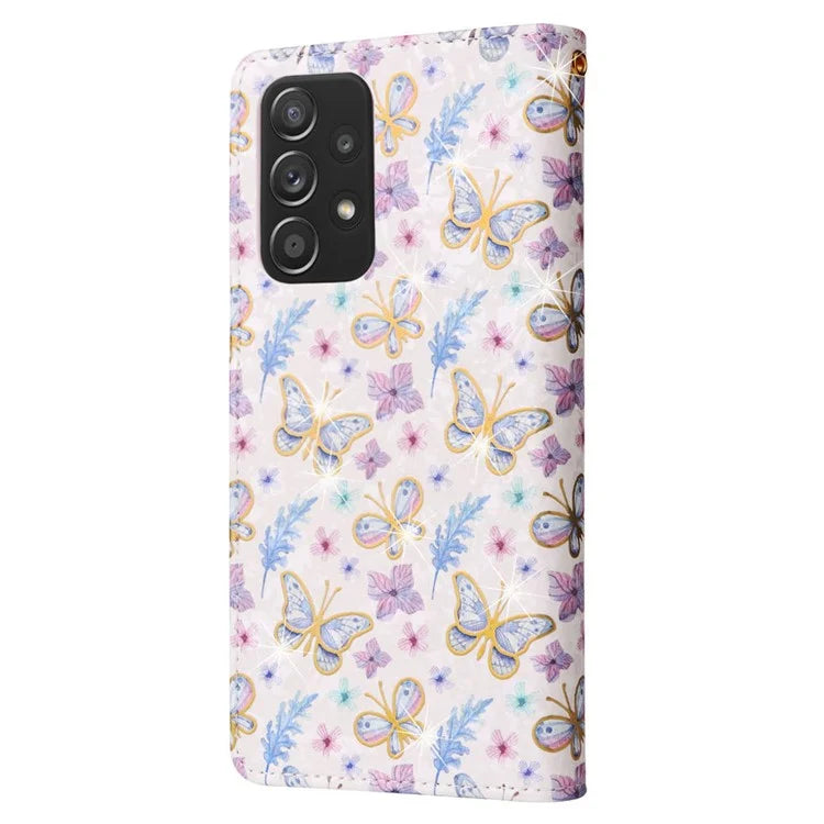 For Samsung Galaxy A52 4G / 5G / A52s 5G Case Floral PU Leather Phone Cover with RFID Blocking