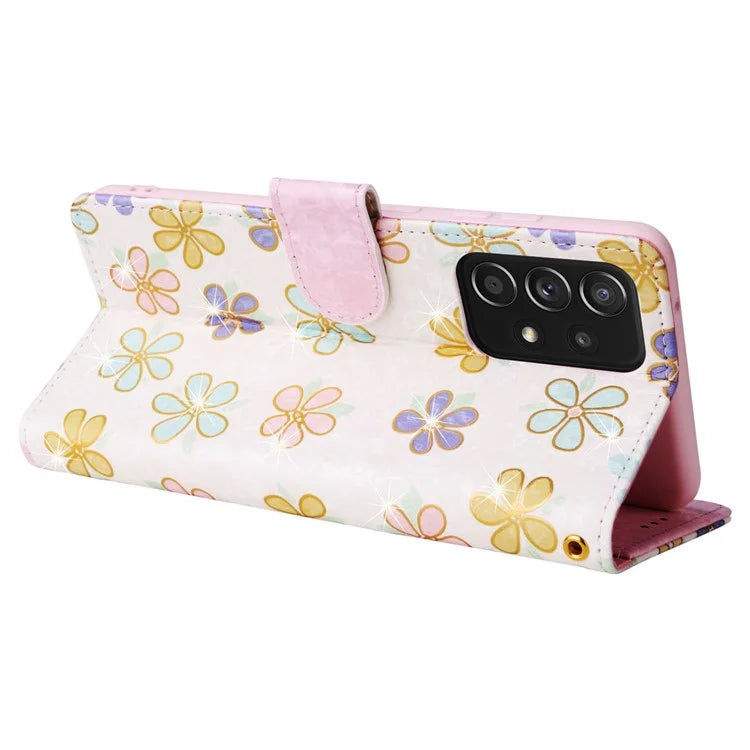 For Samsung Galaxy A52 4G / 5G / A52s 5G Case Floral PU Leather Phone Cover with RFID Blocking