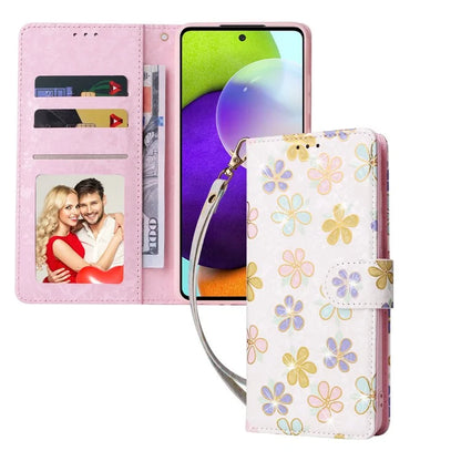 For Samsung Galaxy A52 4G / 5G / A52s 5G Case Floral PU Leather Phone Cover with RFID Blocking