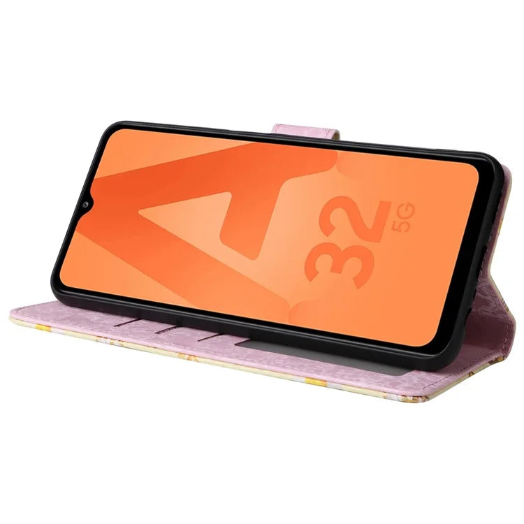 For Samsung Galaxy A32 5G / M32 5G Case RFID Blocking Leather Phone Cover Lacquered Design