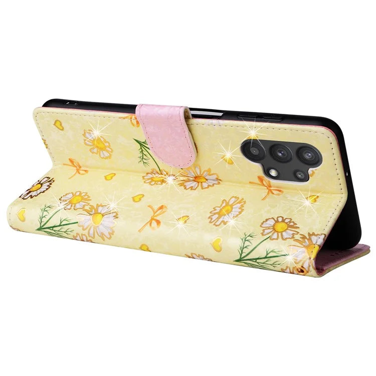 For Samsung Galaxy A32 5G / M32 5G Case RFID Blocking Leather Phone Cover Lacquered Design
