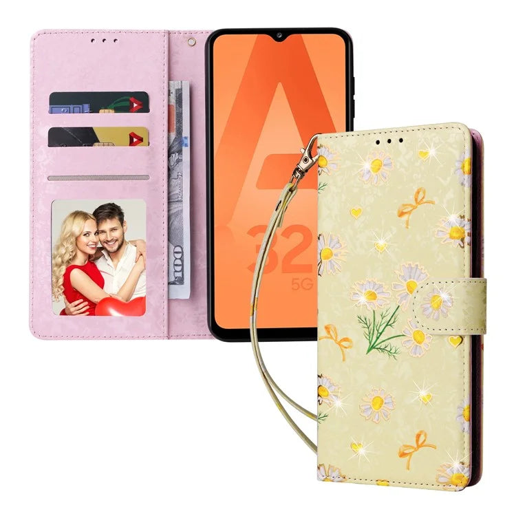 For Samsung Galaxy A32 5G / M32 5G Case RFID Blocking Leather Phone Cover Lacquered Design