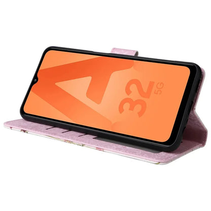 For Samsung Galaxy A32 5G / M32 5G Case RFID Blocking Leather Phone Cover Lacquered Design