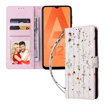 For Samsung Galaxy A32 5G / M32 5G Case RFID Blocking Leather Phone Cover Lacquered Design