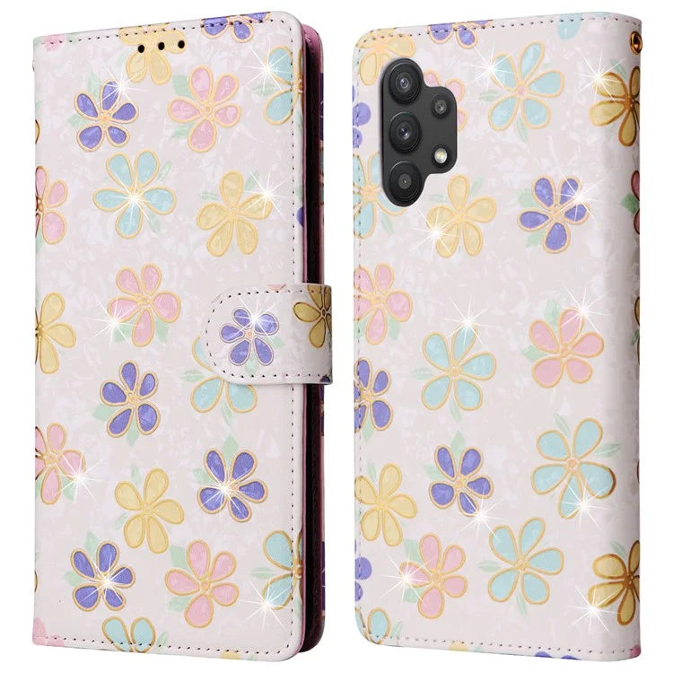 For Samsung Galaxy A32 5G / M32 5G Case RFID Blocking Leather Phone Cover Lacquered Design