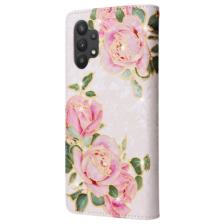 For Samsung Galaxy A32 5G / M32 5G Case RFID Blocking Leather Phone Cover Lacquered Design