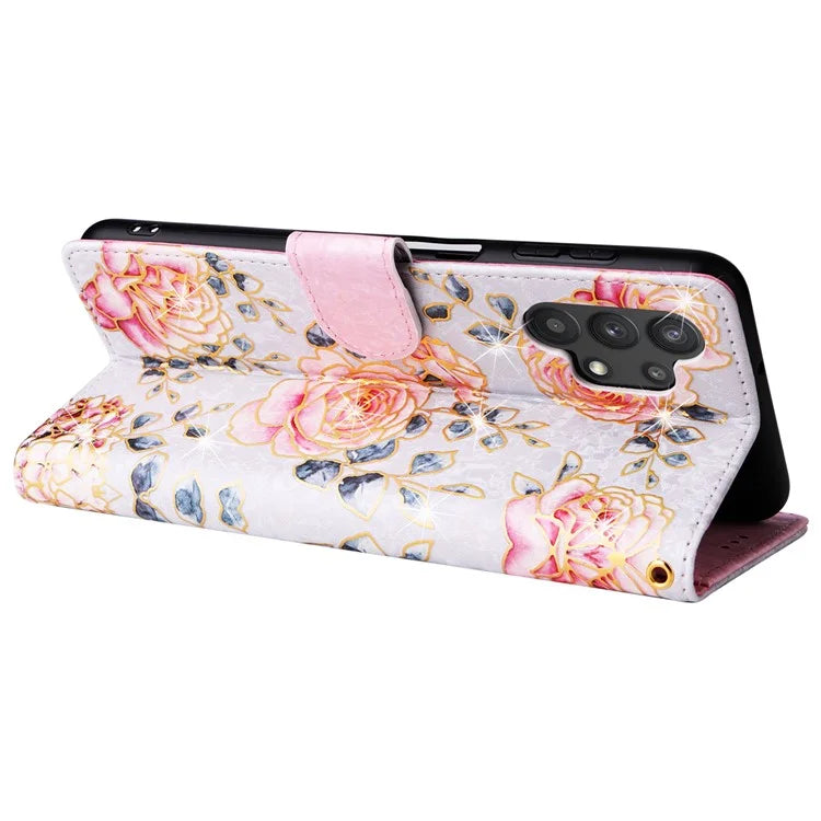 For Samsung Galaxy A32 5G / M32 5G Case RFID Blocking Leather Phone Cover Lacquered Design