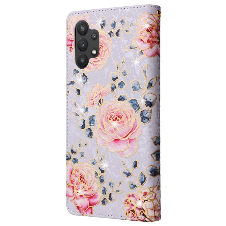 For Samsung Galaxy A32 5G / M32 5G Case RFID Blocking Leather Phone Cover Lacquered Design