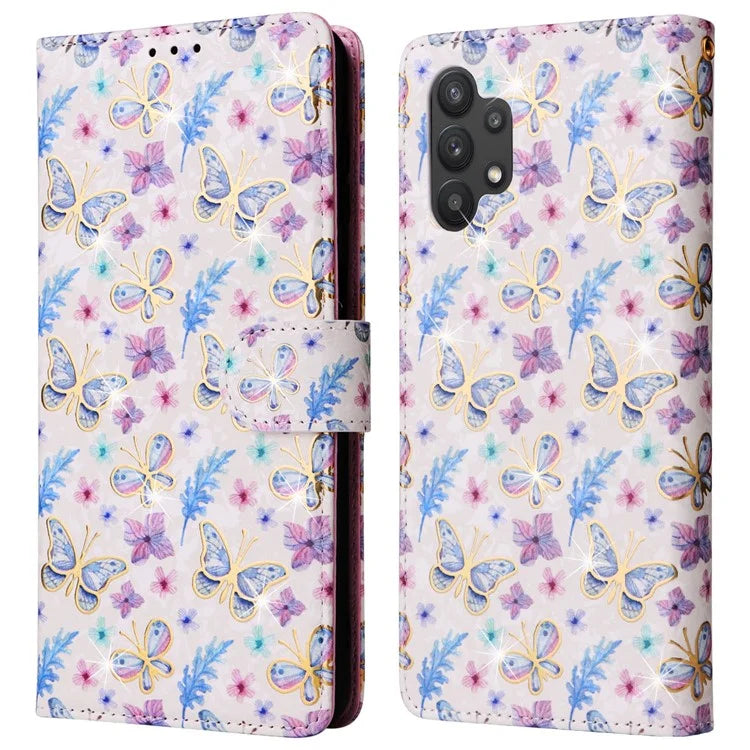 For Samsung Galaxy A32 5G / M32 5G Case RFID Blocking Leather Phone Cover Lacquered Design