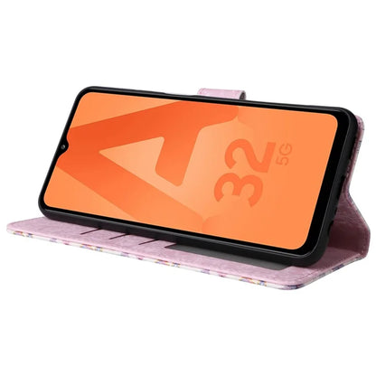 For Samsung Galaxy A32 5G / M32 5G Case RFID Blocking Leather Phone Cover Lacquered Design